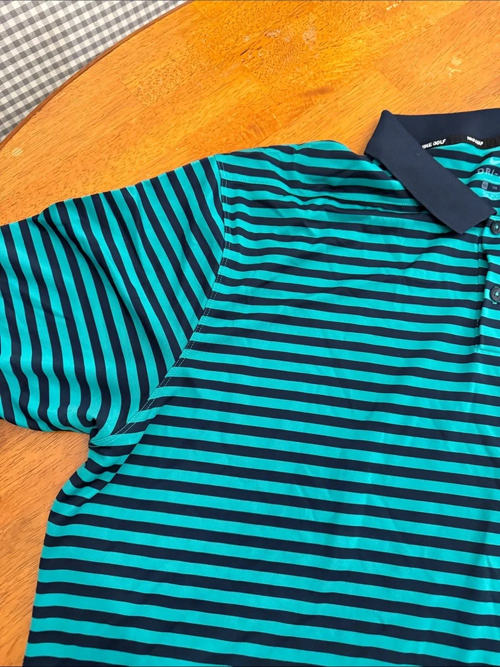 Nike Men's Striped Polo - Teal and Navy xxl